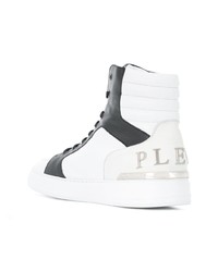 Baskets montantes en cuir blanches et noires Philipp Plein