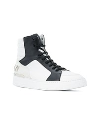 Baskets montantes en cuir blanches et noires Philipp Plein