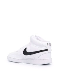 Baskets montantes en cuir blanches et noires Nike