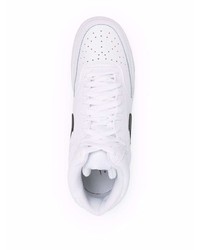 Baskets montantes en cuir blanches et noires Nike