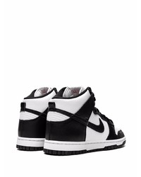 Baskets montantes en cuir blanches et noires Nike