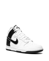 Baskets montantes en cuir blanches et noires Nike