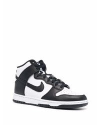 Baskets montantes en cuir blanches et noires Nike