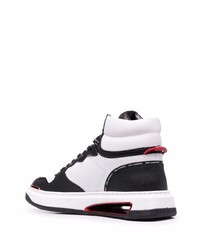 Baskets montantes en cuir blanches et noires Karl Lagerfeld