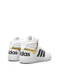 Baskets montantes en cuir blanches et noires adidas