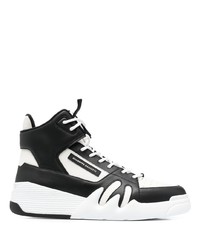 Baskets montantes en cuir blanches et noires Giuseppe Zanotti