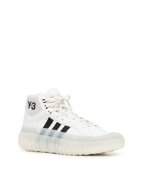 Baskets montantes en cuir blanches et noires Y-3