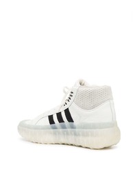 Baskets montantes en cuir blanches et noires Y-3