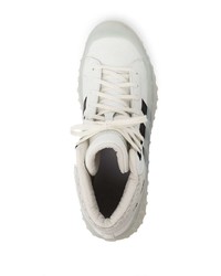 Baskets montantes en cuir blanches et noires Y-3