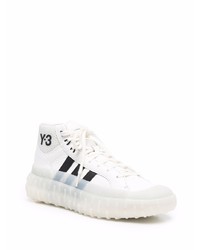 Baskets montantes en cuir blanches et noires Y-3