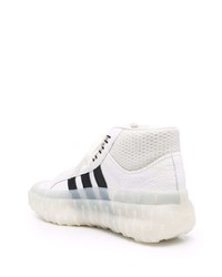 Baskets montantes en cuir blanches et noires Y-3