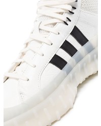 Baskets montantes en cuir blanches et noires Y-3