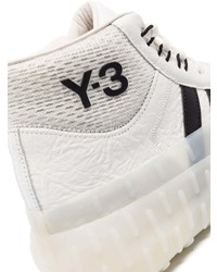 Baskets montantes en cuir blanches et noires Y-3