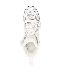 Baskets montantes en cuir blanches et noires Balmain