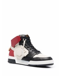 Baskets montantes en cuir blanches et noires Buscemi