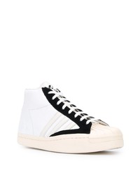 Baskets montantes en cuir blanches et noires Y-3