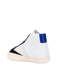 Baskets montantes en cuir blanches et noires Y-3