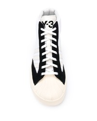 Baskets montantes en cuir blanches et noires Y-3