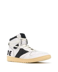 Baskets montantes en cuir blanches et noires Rhude