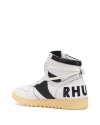 Baskets montantes en cuir blanches et noires Rhude