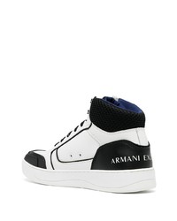 Baskets montantes en cuir blanches et noires Armani Exchange