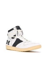 Baskets montantes en cuir blanches et noires Rhude