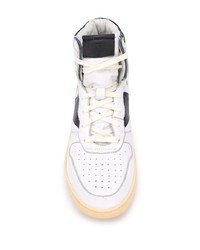 Baskets montantes en cuir blanches et noires Rhude