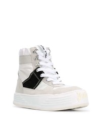 Baskets montantes en cuir blanches et noires Palm Angels