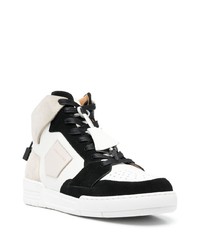 Baskets montantes en cuir blanches et noires Buscemi