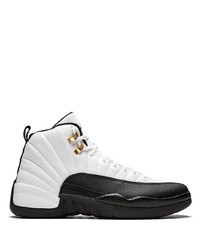 Baskets montantes en cuir blanches et noires Jordan