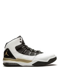 Baskets montantes en cuir blanches et noires Jordan