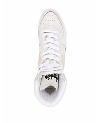 Baskets montantes en cuir blanches et noires Diadora