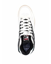 Baskets montantes en cuir blanches et noires Fila