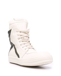 Baskets montantes en cuir blanches et noires Rick Owens