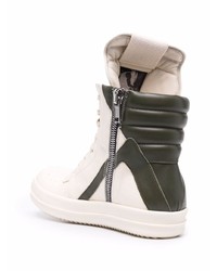 Baskets montantes en cuir blanches et noires Rick Owens