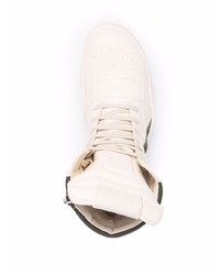 Baskets montantes en cuir blanches et noires Rick Owens