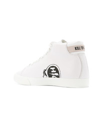 Baskets montantes en cuir blanches et noires Hysteric Glamour