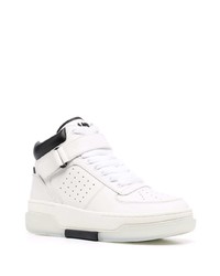 Baskets montantes en cuir blanches et noires Amiri