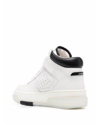 Baskets montantes en cuir blanches et noires Amiri