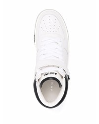 Baskets montantes en cuir blanches et noires Amiri