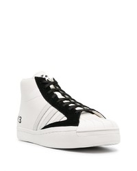 Baskets montantes en cuir blanches et noires Y-3