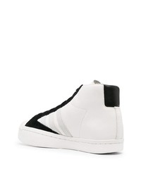 Baskets montantes en cuir blanches et noires Y-3