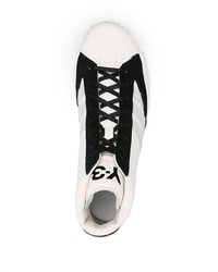 Baskets montantes en cuir blanches et noires Y-3