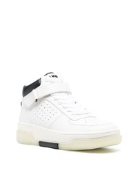 Baskets montantes en cuir blanches et noires Amiri