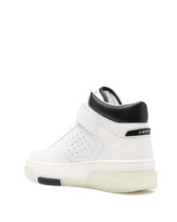 Baskets montantes en cuir blanches et noires Amiri