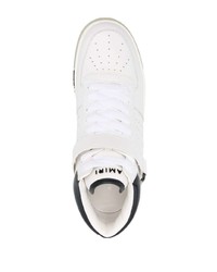 Baskets montantes en cuir blanches et noires Amiri