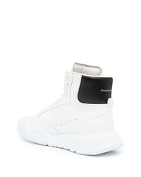 Baskets montantes en cuir blanches et noires Alexander McQueen