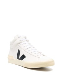 Baskets montantes en cuir blanches et noires Veja