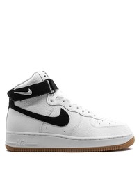 Baskets montantes en cuir blanches et noires Nike