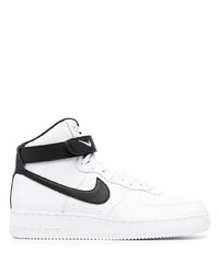 Baskets montantes en cuir blanches et noires Nike